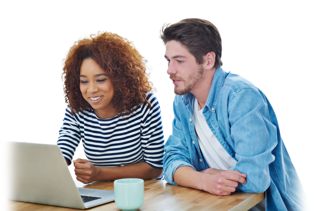 mulher e homem parceiro comercial trabalhando com notebook